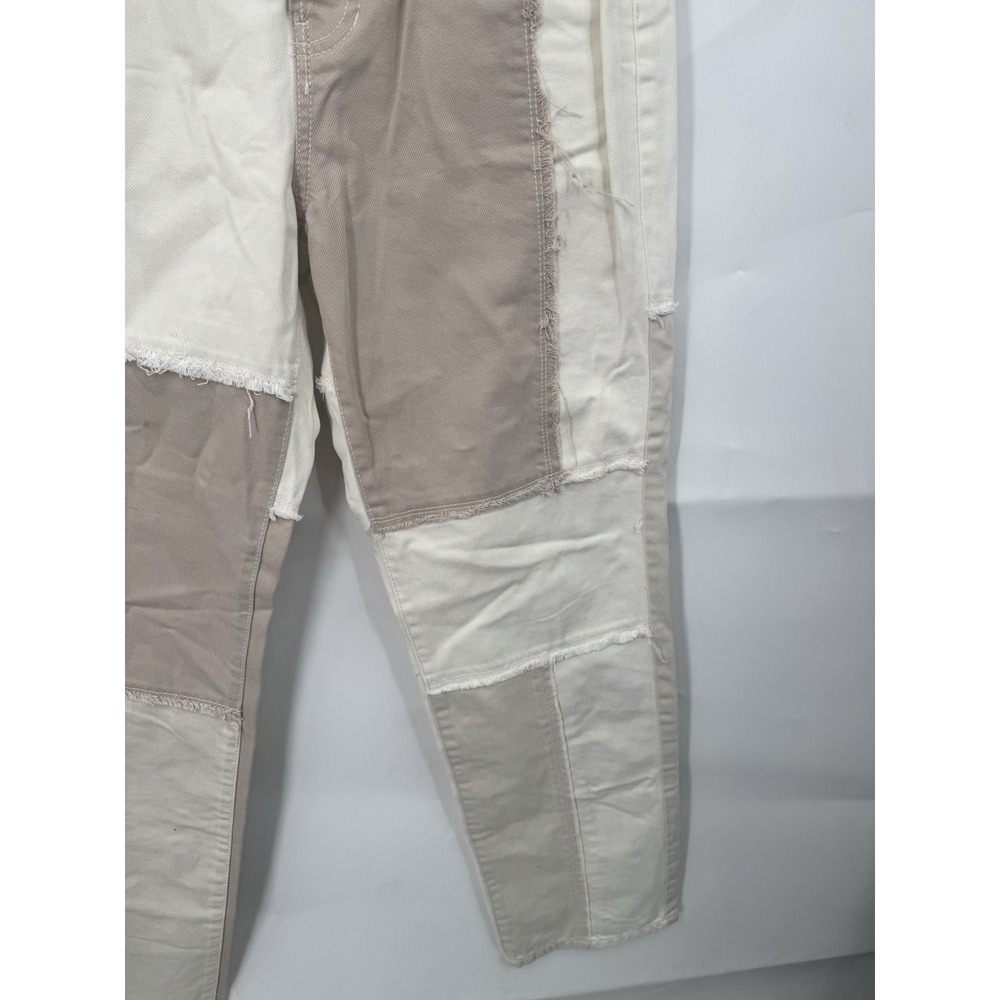 Pacsun Eco Off white Patchwork Dad Jean Women 27 Biege Cream Grunge Y2K Grunge - Picture 11 of 13